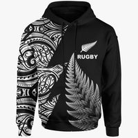 New Zealand Rugby Hoodie - Aotearoa Maori Style Black - Polynesian Pride