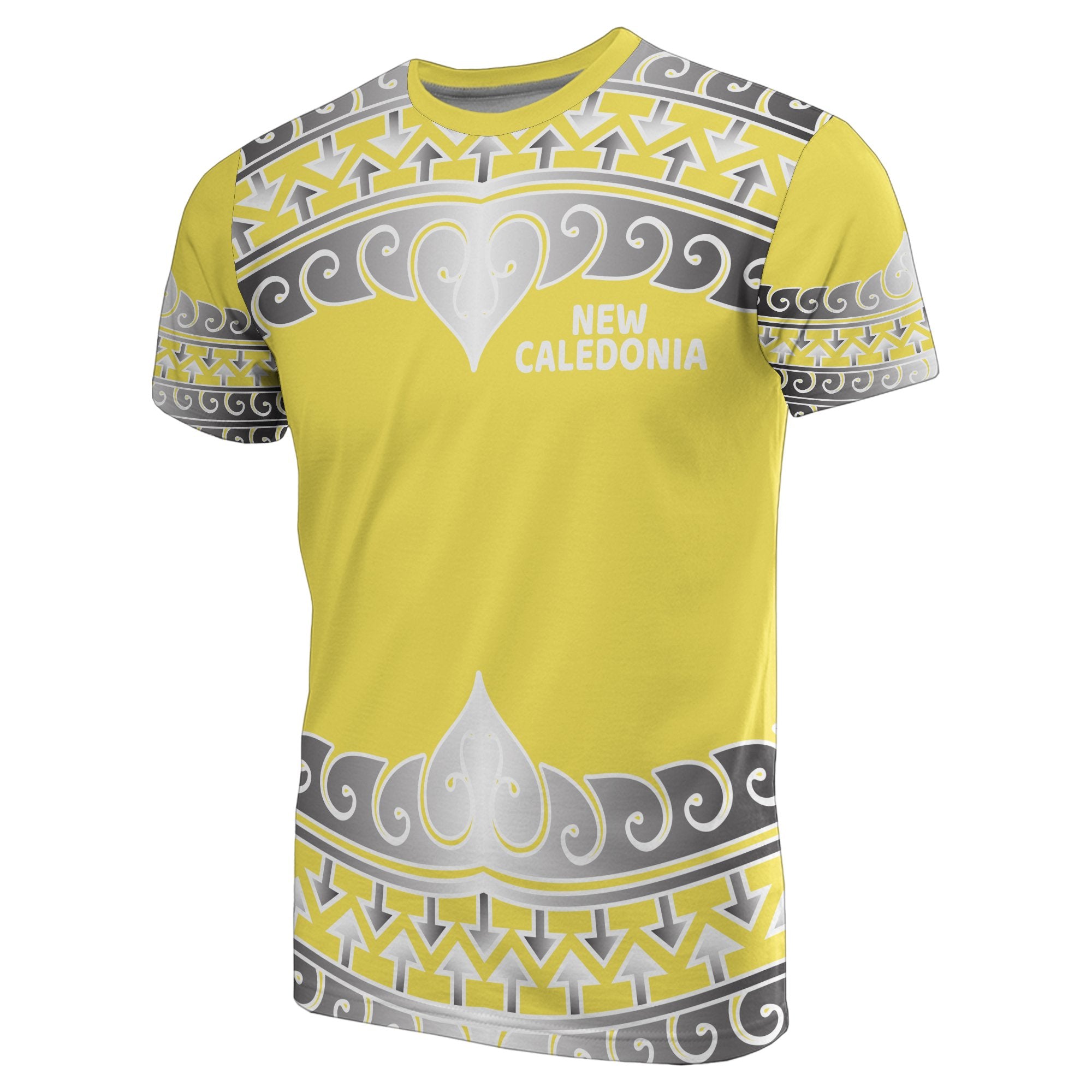 New Caledonia All Over T Shirt New Caledonia Wave Style Unisex Yellow - Polynesian Pride