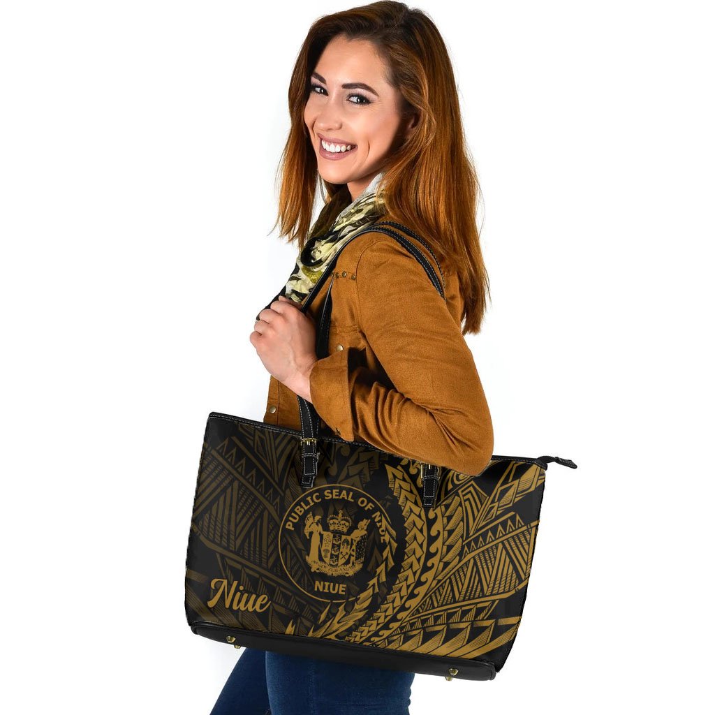 Niue Leather Tote - Wings Style Black - Polynesian Pride