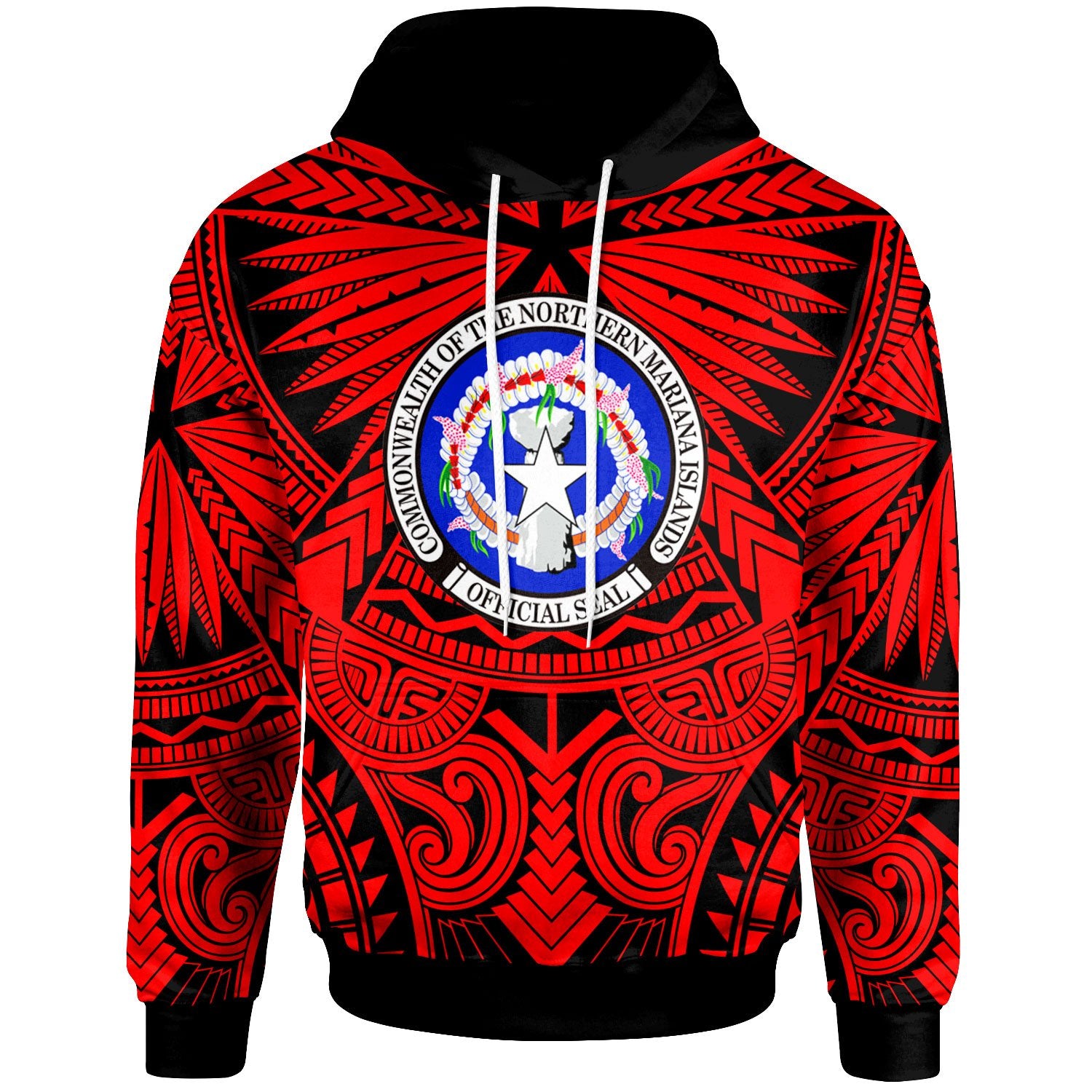 Northern Mariana Islands Hoodie Classic Vignette Style Unisex Red - Polynesian Pride