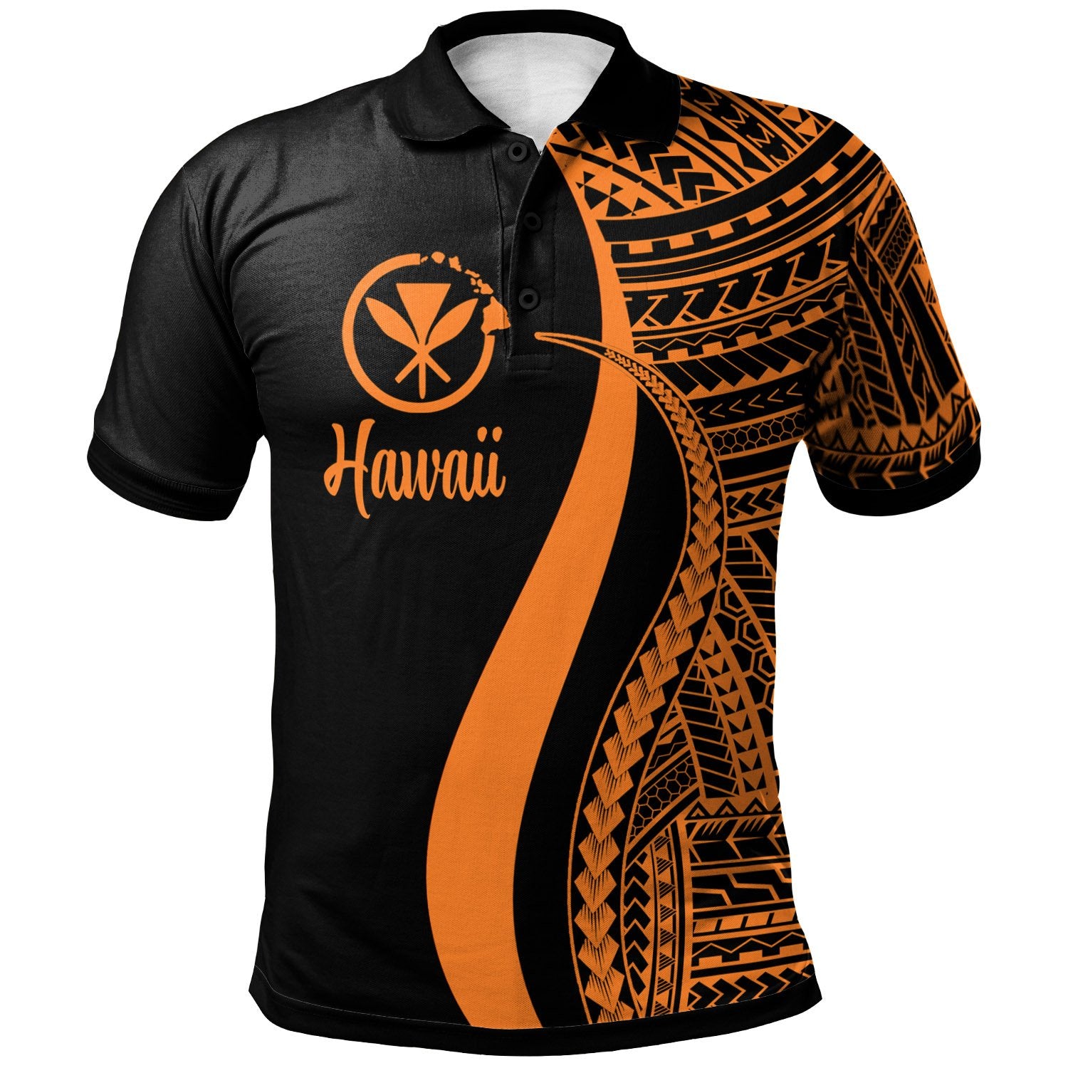 Hawaii T Shirt Orange Polynesian Tentacle Tribal Pattern Unisex ORANGE - Polynesian Pride