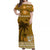 (Custom Personalised) Bula Fiji Off Shoulder Long Dress Fijian Tapa with Palm Tree Gold LT13 Women Gold - Polynesian Pride