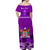 (Custom Personalised) Bula Fiji Off Shoulder Long Dress Fijian Tapa with Palm Tree Purple LT13 - Polynesian Pride