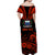 (Custom Personalised) Samoa Tatau Off Shoulder Long Dress Red Polynesian Ula Nifo LT13 - Polynesian Pride