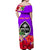 (Custom Personalised) Guam Chamorro Off Shoulder Long Dress Latte Stone Flowers Style Purple LT13 - Polynesian Pride