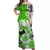 Tahiti Islands Off Shoulder Long Dress Polynesian Shark Mix Tropical Flowers Green Style LT14 Women Green - Polynesian Pride