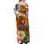 Tahiti Islands Off Shoulder Long Dress Polynesian Shark Mix Tropical Flowers Orange Style LT14 - Polynesian Pride