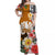 Tahiti Islands Off Shoulder Long Dress Polynesian Shark Mix Tropical Flowers Orange Style LT14 Women Orange - Polynesian Pride