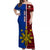 (Custom Personalised) Philippines Off Shoulder Long Dress Pilipinas Sun Mix Polynesian Pattern LT14 Women Red - Polynesian Pride