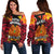 (Custom Personalised) Papua New Guinea Off Shoulder Sweater PNG Bird Of Paradise Polynesian Pattern LT14 Women Black - Polynesian Pride