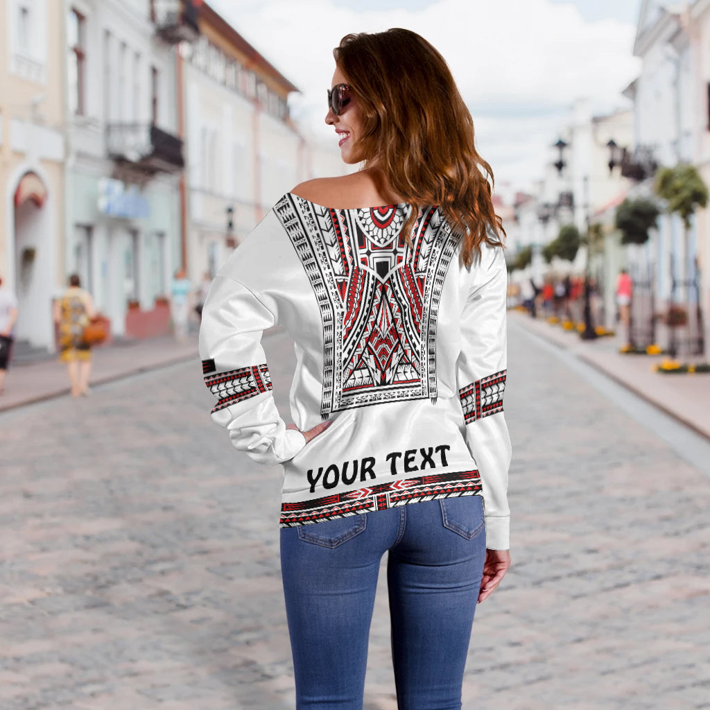 (Custom Personalised) Polynesian Off Shoulder Sweater Dashiki With Polynesian Tattoo Royal Version LT14 - Polynesian Pride