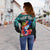 (Custom Personalised) Guam Chamorro Off Shoulder Sweater Guaman Latte Stone Tropical Flowers Turquoise Style LT14 - Polynesian Pride