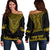 (Custom Personalised) Polynesian Off Shoulder Sweater Dashiki With Polynesian Tattoo Royal Golden Version LT14 Women Black - Polynesian Pride