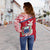 Samoa Off Shoulder Sweater Samoan Coat Of Arms With Coconut Red Style LT14 - Polynesian Pride