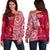 (Custom Text And Number) Beulah Tonga College Off Shoulder Sweater Class Of Year Tongan Ngatu Pattern LT14 Women Maroon - Polynesian Pride