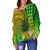 (Custom Personalised) Hawaii Pineapple Off Shoulder Sweater Plumeria Frangipani Mix Tribal Pattern LT13 - Polynesian Pride