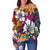 (Custom Text and Number) Fiji Tie Dye Off Shoulder Sweater Polynesian Tribal Creative Tropical Flowers LT13 - Polynesian Pride