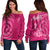 Breast Cancer Awareness Off Shoulder Sweater Hibiscus Polynesian No One Fights Alone LT13 Women Pink - Polynesian Pride