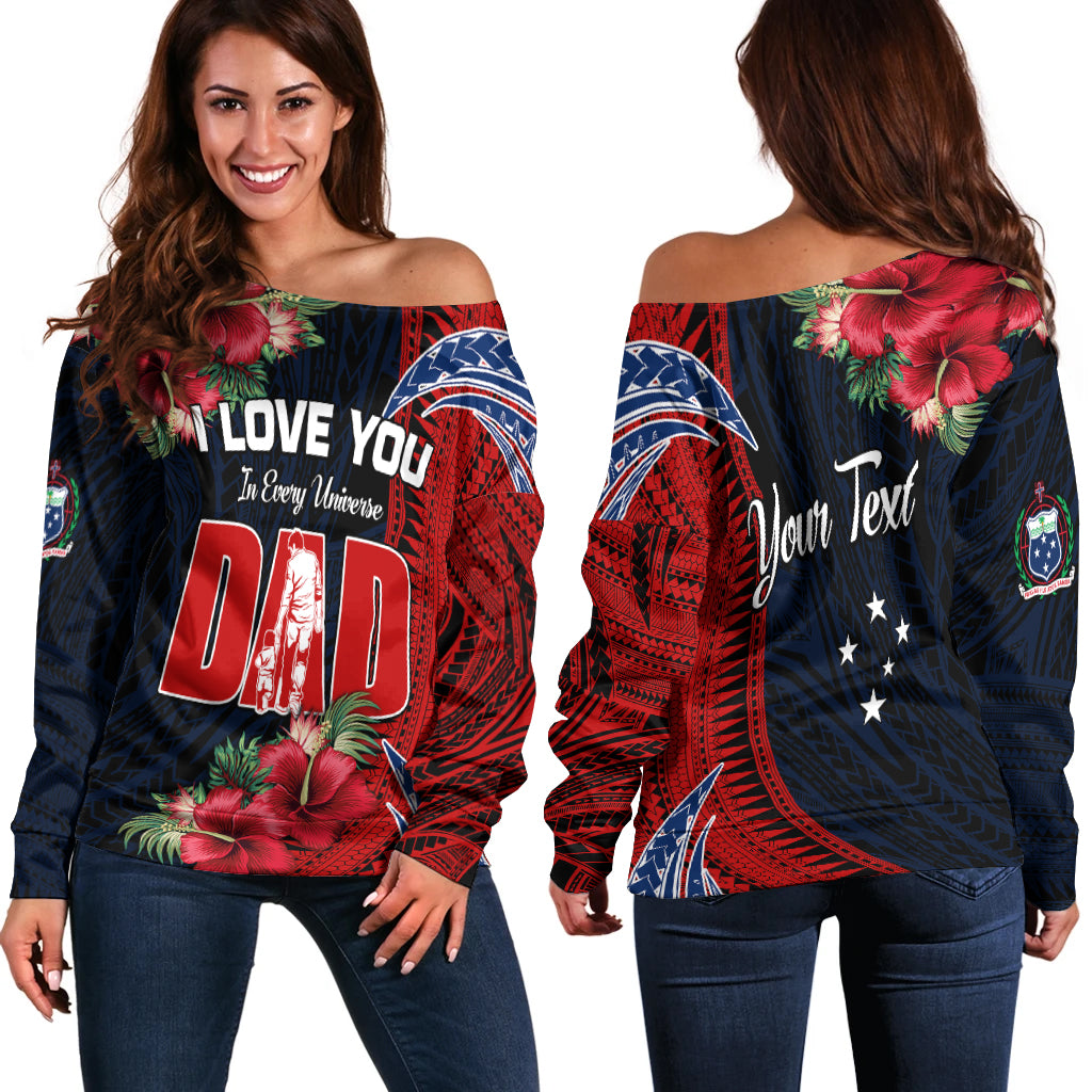 Samoa Fathers Day Off Shoulder Sweater Polynesian Best Dad Ever LT13 Women Red - Polynesian Pride