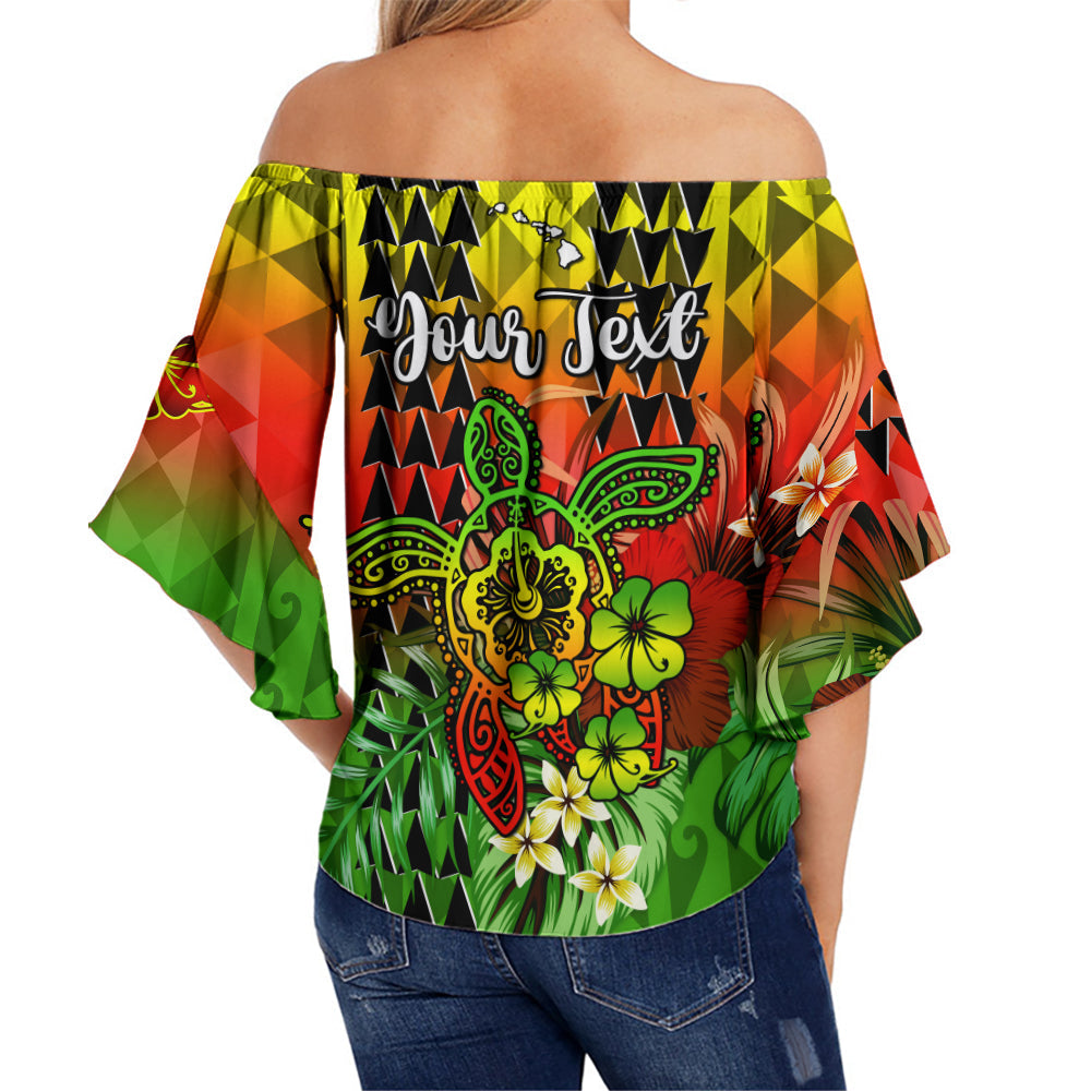 (Custom Personalised) Hawaii Flowers Off Shoulder Waist Wrap Top Color Tribal Pattern Hawaiian LT13 - Polynesian Pride