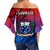 (Custom Personalised) Samoa Off Shoulder Waist Wrap Top Style Gradient Sporty Original LT13 - Polynesian Pride