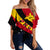 Papua New Guinea Happy 47th Off Shoulder Waist Wrap Top Independence Day LT13 Women Red - Polynesian Pride