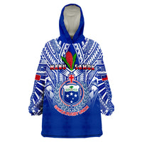 (Custom Text And Number) Samoa Rugby Wearable Blanket Hoodie Manu Samoa 7s Ginger Blue Polynesian LT14 One Size - Polynesian Pride