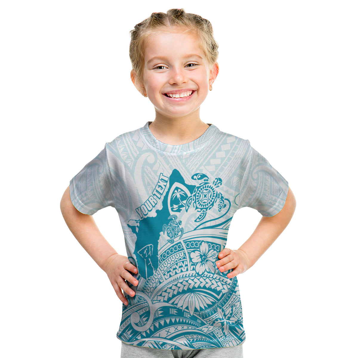 (Custom Personalized) Guam Kid T Shirt Ocean And Turtle Simple Style LT7 Youth XL Size14 - Polynesian Pride