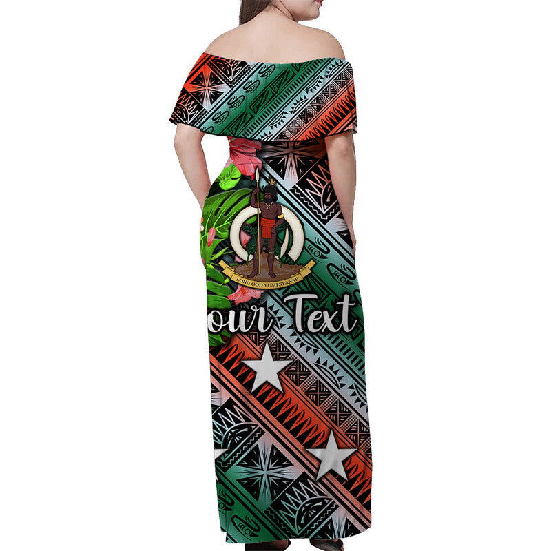 (Custom Personalised) Vanuatu Penama Off Shoulder Long Dress Independence Be Proud LT8 - Polynesian Pride