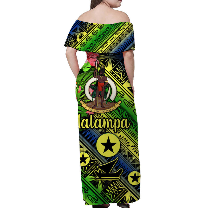 Vanuatu Malampa Off Shoulder Long Dress Independence Be Proud LT8 - Polynesian Pride