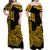 Hawaii Kakau Off Shoulder Long Dress Polynesian Floral Tribal Gold Version LT9 - Polynesian Pride