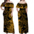 Hawaii Flowers Mix Tribal Pattern Matching Dress and Hawaiian Shirt Gold LT6 - Polynesian Pride