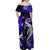 Hawaii Summer Colorful Off Shoulder Long Dress Shark Dark Blue LT6 - Polynesian Pride