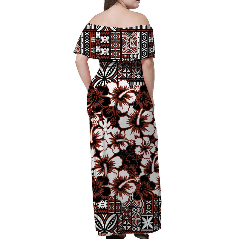 Fiji Hibiscus Festival Matching Hawaiian Shirt and Dress Brown LT6 - Polynesian Pride