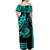 Kakau Hawaiian Polynesian Off Shoulder Long Dress Turquoise Green LT6 - Polynesian Pride