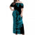 Hawaii Polynesian Warrior Kakau Off Shoulder Long Dress-Blue LT6 Women Blue - Polynesian Pride