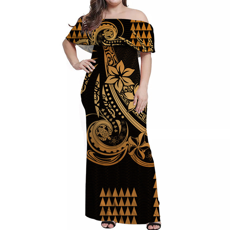 Kakau Hawaiian Polynesian Matching Dress and Hawaiian Shirt - Gold LT6 No Shirt Gold - Polynesian Pride