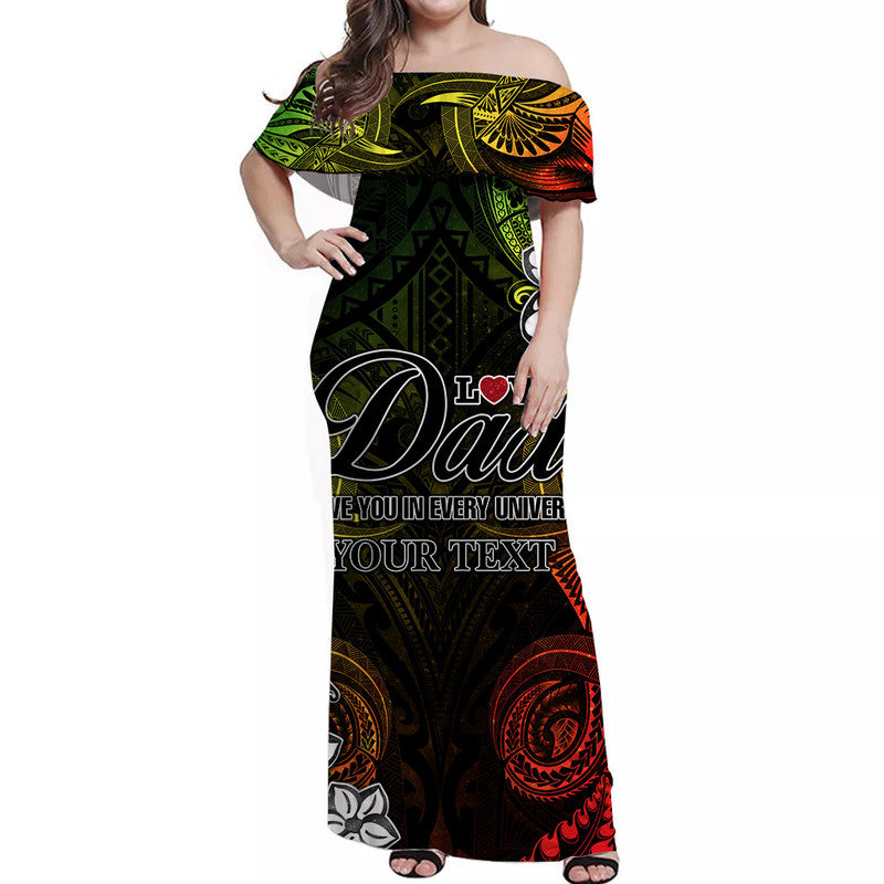 (Custom Personalised) Polynesian Fathers Day Off Shoulder Long Dress I Love You In Every Universe - Reggae LT8 Women Reggae - Polynesian Pride