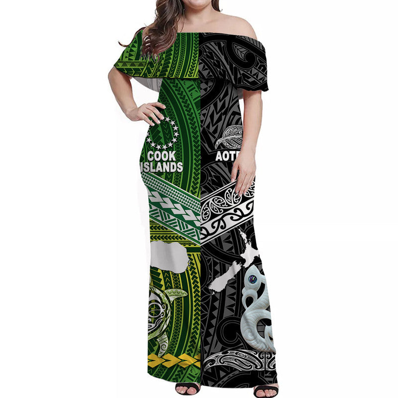 Polynesian Matching Hawaiian Shirt and Dress New Zealand Cook Islands Together Black LT8 - Polynesian Pride