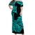 Hawaii Kakau Off Shoulder Long Dress Polynesian Floral Tribal Aqua Version LT9 - Polynesian Pride