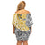 Traditional Polynesian Tribal Tattoo Retro Women Off shoulder Short Dress Yellow LT9 - Polynesian Pride