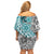 Traditional Polynesian Tribal Tattoo Retro Women Off shoulder Short Dress Turquoise LT9 - Polynesian Pride