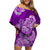 Polynesian Floral Tribal Off Shoulder Short Dress Purple LT9 Women Purple - Polynesian Pride