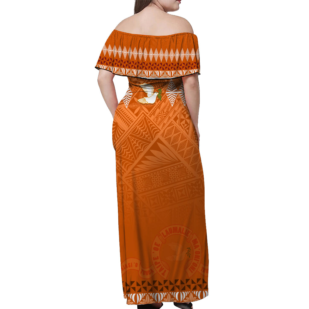 Tonga Kolisi Tailulu Ha'apai Off Shoulder Long Dress White Dove LT7 - Polynesian Pride