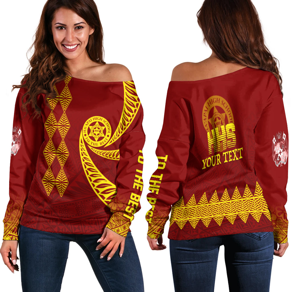 (Custom Personalize) Tonga Ha'apai High School Off Shoulder Sweater HHS To The Best LT7 - Polynesian Pride