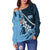 Fiji Suva Masi Pattern Personalised Off Shoulder Sweater Claw Style LT7 Turquoise - Polynesian Pride