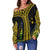 (Custom Personalised) Vanuatu Malampa Province Off Shoulder Sweater Unique Black & Gold LT7 Black - Polynesian Pride