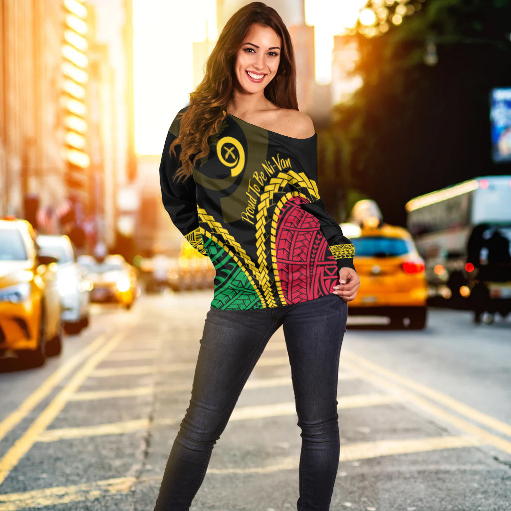 Vanuatu Personalised Off Shoulder Sweater Proud Ni - Van Special Version LT7 - Polynesian Pride