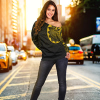 Polynesian Full Sleeve Tattoo Off Shoulder Sweater Gold Vibes LT7 - Polynesian Pride