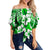 Hibiscus Off Shoulder Waist Wrap Top Fiji Patterns Green LT6 Women Green - Polynesian Pride